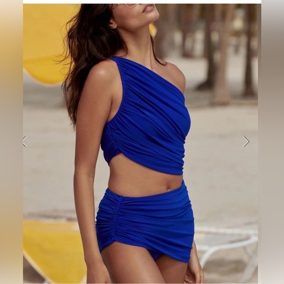 Cupshe Other - NWT Cupshe Deep Blue One-Shoulder Bikini Size L